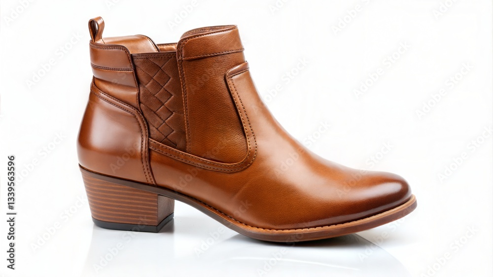 Fashionable Leather Boot on white background.
Fashionable Leather Boot on white background.