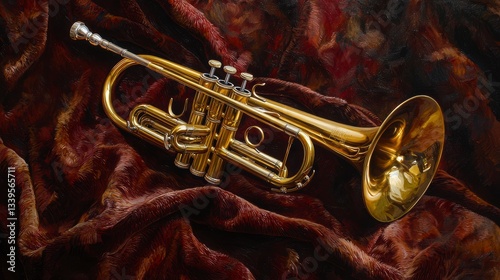 Polished Trumpet on Velvet Cloth