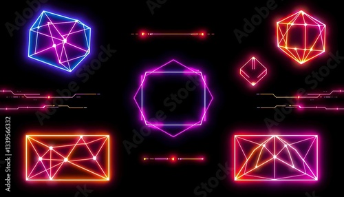 Neon Wireframe Geometry
