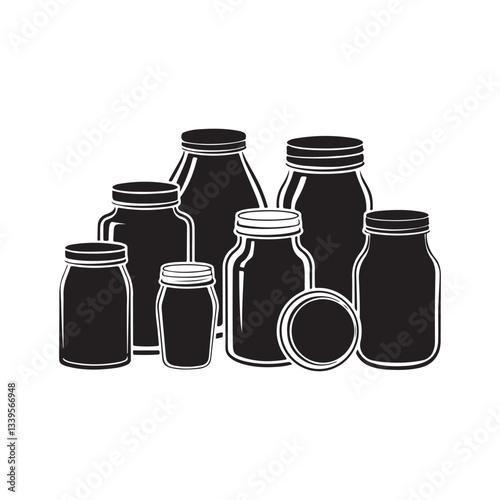 vector illustration of jars