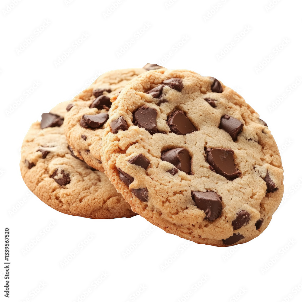 Homemade chocolate chip cookies, transparent background Homemade chocolate chip cookies, transparent background