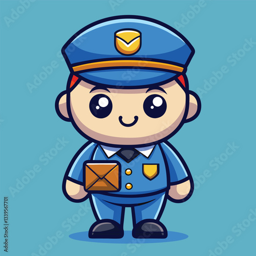 Adorable Postman Mascot Logo Character with Enchanting Cartoon Charm