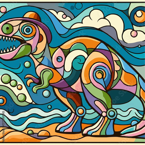 
dinosaur in cubist style