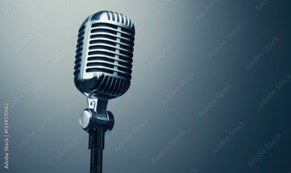 Fototapeta premium A microphone is shown in a grey background