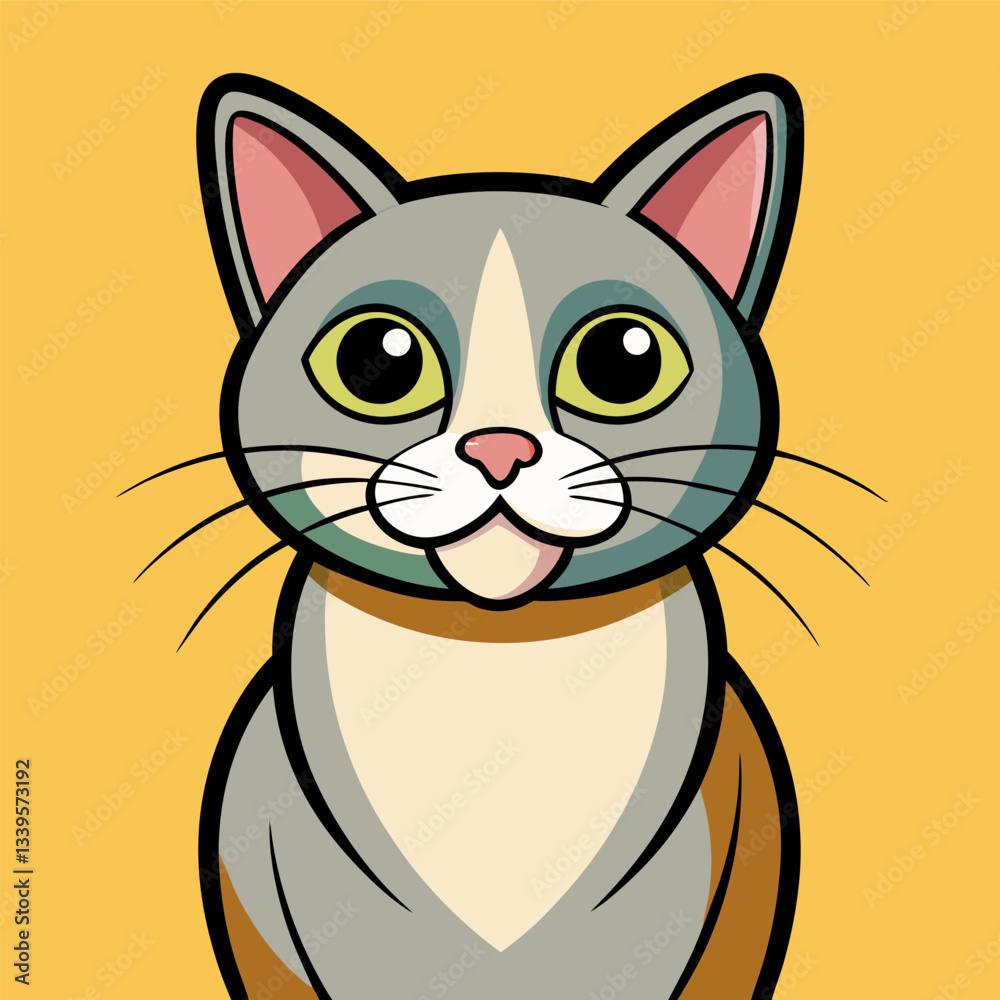 Obraz premium Colorful cat drawing with vector