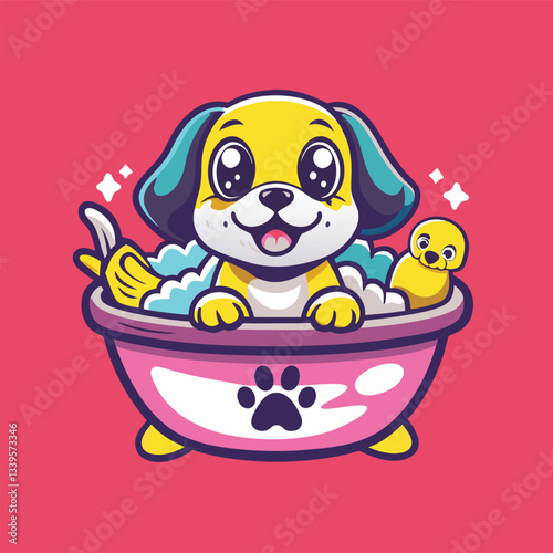 Adorable Puppy Enjoying Bath Time: A Delightful Moment of Cuteness