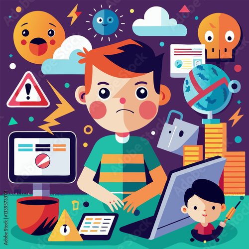 Vector work designed for the protection of children in the internet environment and data security