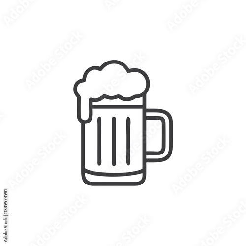 Beer Mug Line Icon for Food and Drink Apps, Restaurant Menus, Pub Websites, Brewery Marketing, Bar Infographics, Celebration Graphics, and Alcohol-Related Content for Digital and Print Design