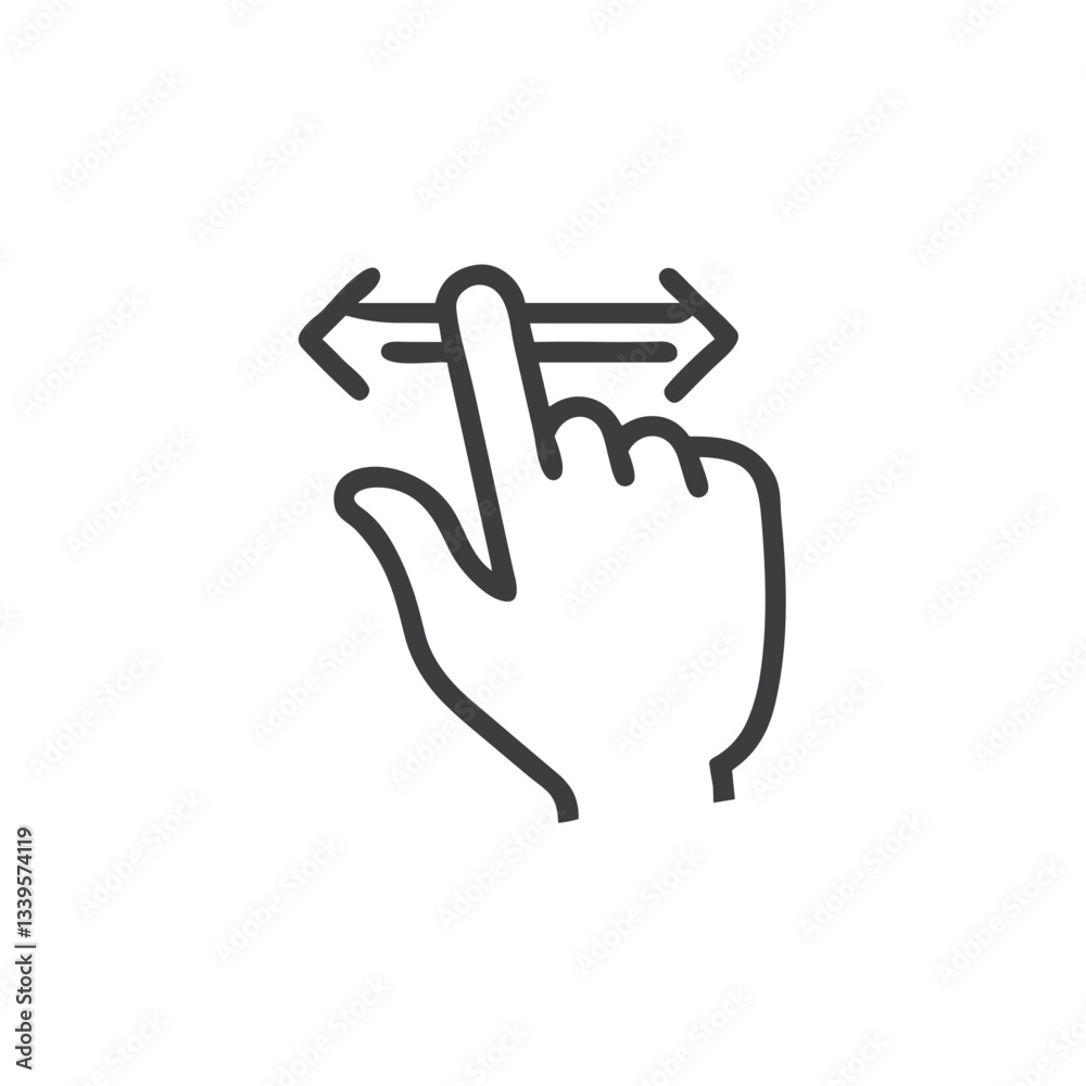 Fototapeta premium Swipe Gesture Icon with Directional Arrows for Touch Interface Design - User Experience Graphic for Mobile Apps, Tutorials and Interactive Websites