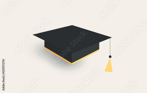 High school college graduate or university cap on white background. Editable image. Vector