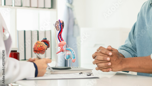 A young man suffering from erectile dysfunction seeks consultation with a specialist to identify the cause of his erectile dysfunction and seek treatment or cure for the erectile dysfunction.