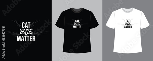 cat lives matter text cat illustration t-shirt design idea