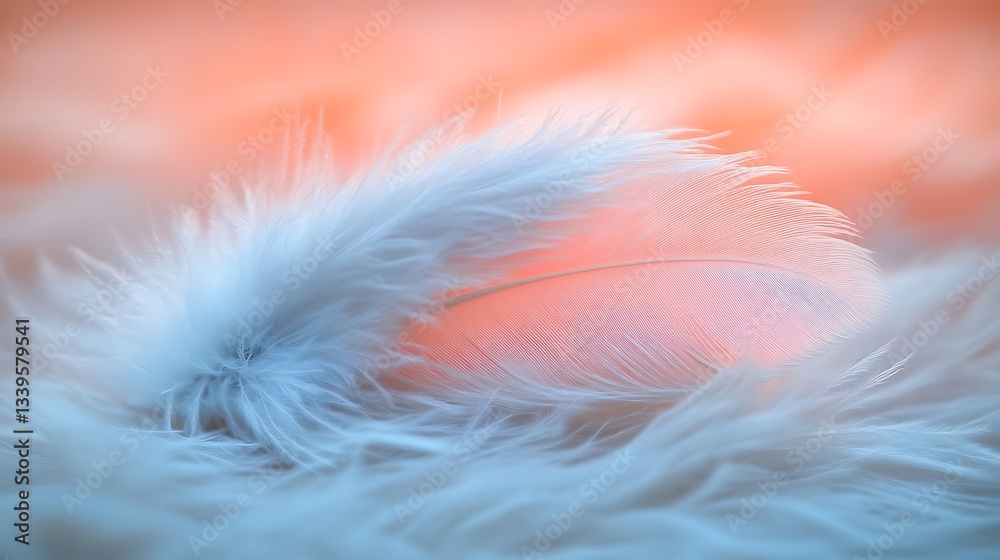 Obraz premium White and pink feathers softly layered with shallow depth of field