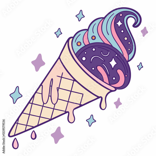 cone ice cream vector illustration