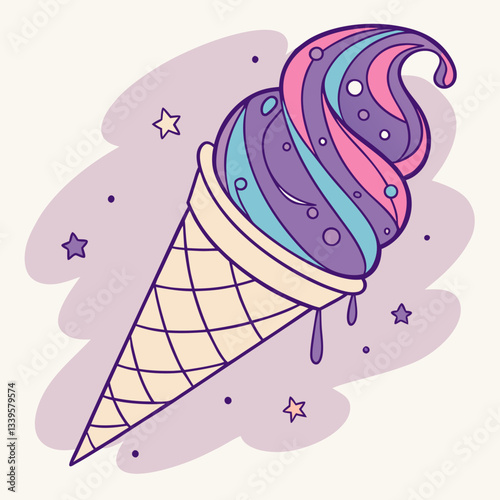 cone ice cream vector illustration