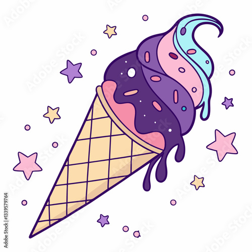 cone ice cream vector illustration