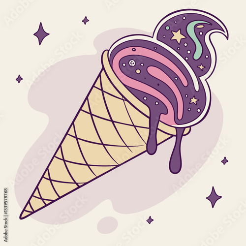 cone ice cream vector illustration