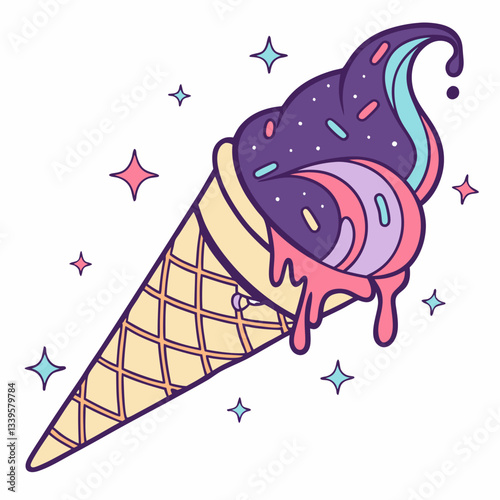 cone ice cream vector illustration
