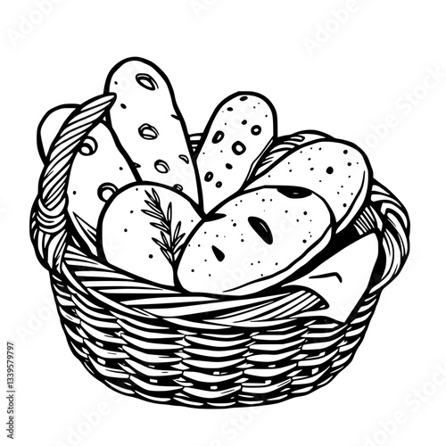 A Basket of Freshly Baked Bread A Delightful Culinary Treat                                                  