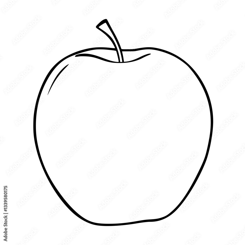 Simple Line Drawing of a Single Red Apple Illustration Simple Line Drawing of a Single Red Apple Illustration