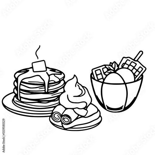 Delicious Breakfast Treats: Pancakes Waffles Ice Cream and Crepes                                          