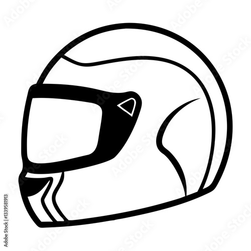 Racing helmet icon in black and white