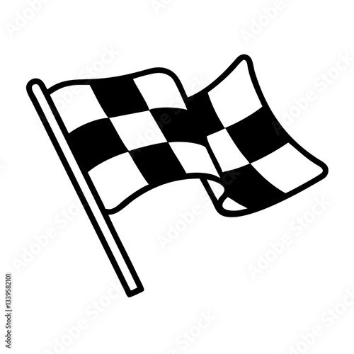  Checkered racing flag icon in black and white