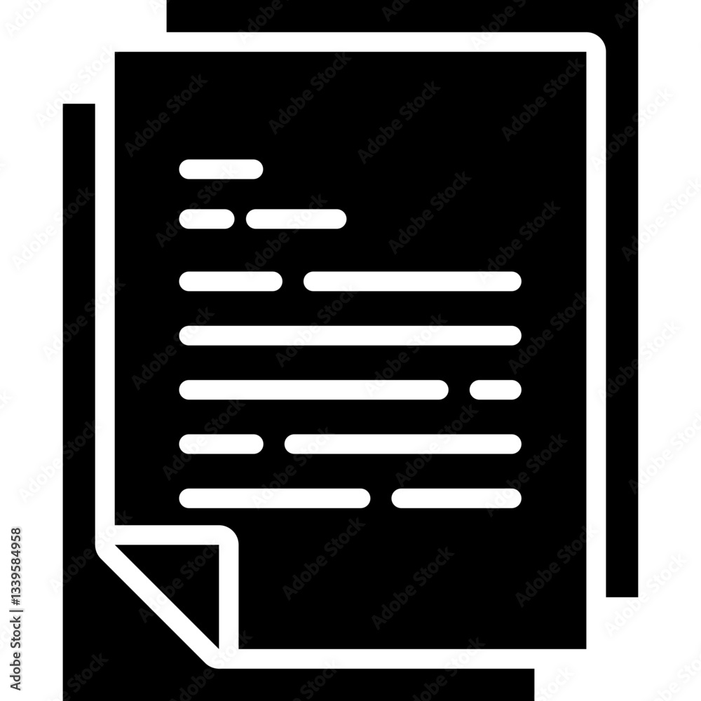 Document icon in Glyph Style. Simple Vector Design. Simple Vector Glyph Icon Document icon in Glyph Style. Simple Vector Design. Simple Vector Glyph Icon