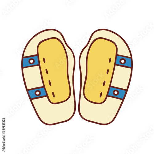 Thai boxing pads icon in yellow and blue