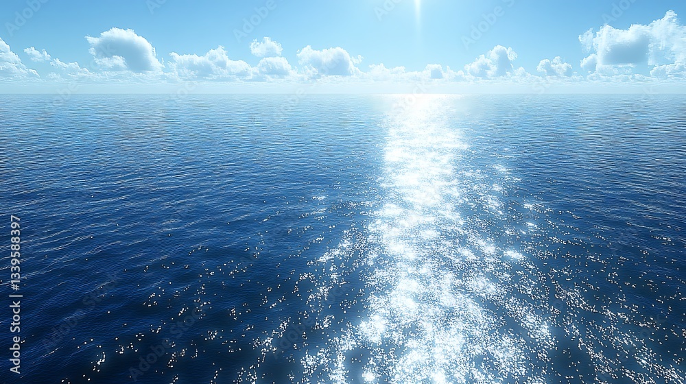 Fototapeta premium Sunny ocean scene with wake.