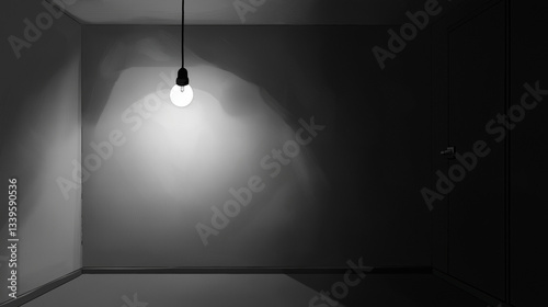 Cold solitary cell with a single stark lightbulb, emphasizing isolation and institutional bleakness