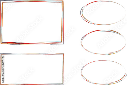 red orange gray colorful stroke art sketchy abstract frames