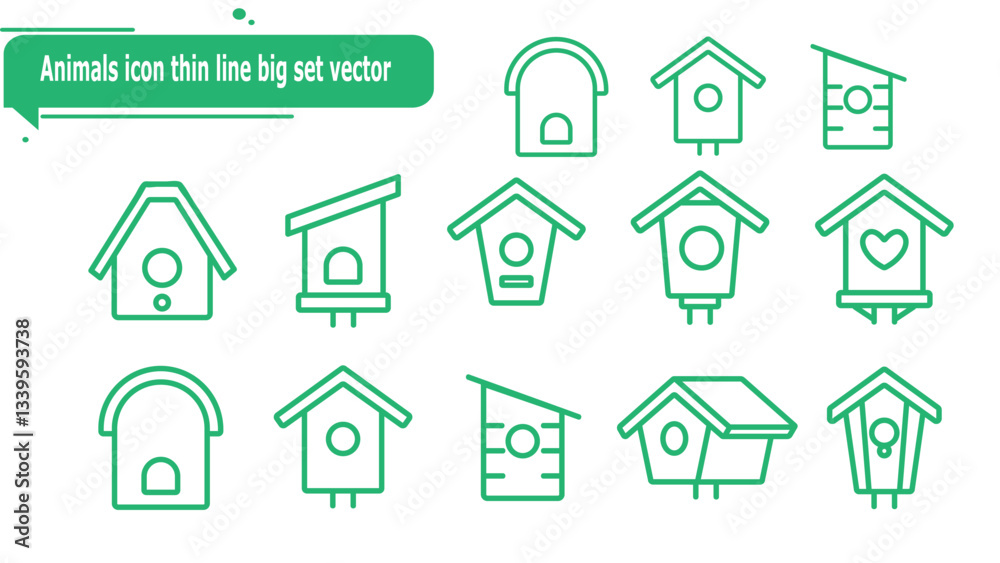 Animals icon thin line big set vector Animals icon thin line big set vector