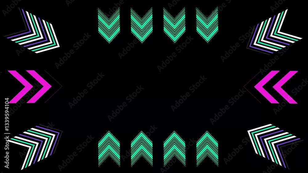 Animated arrows. Abstract background video. Seamless loop animation. 4K 60 FPS wallpaper.