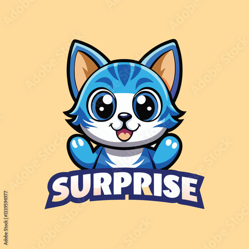 Adorable Surprise: Cute Cat Mascot in a Vector Car Character