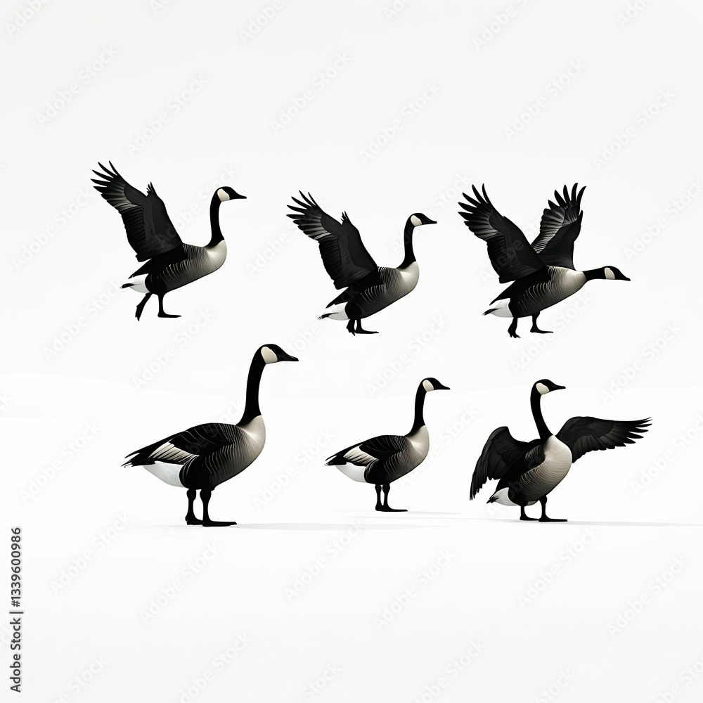 Naklejka premium Group of Ducks Vector silhouettes.