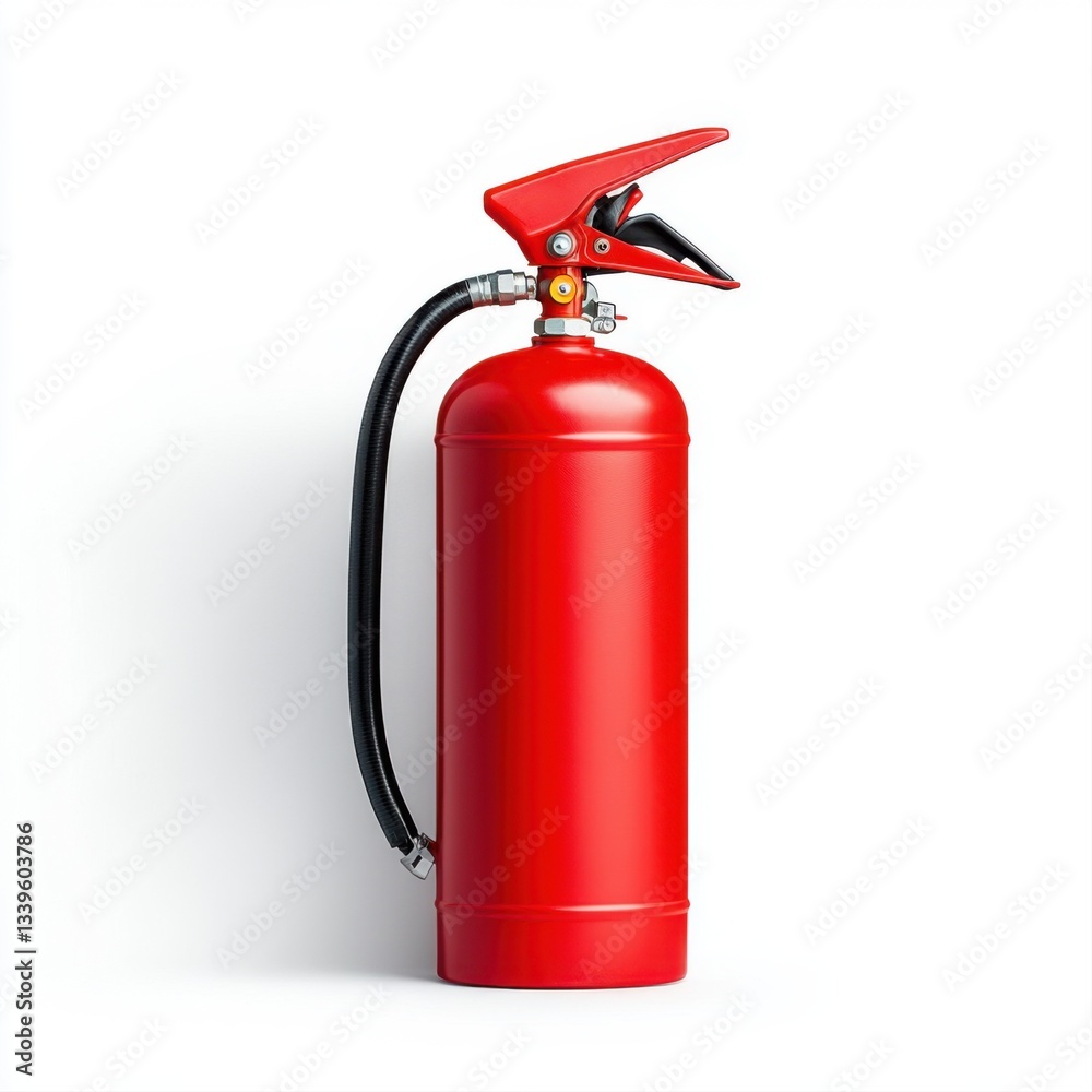 Fototapeta premium Red Fire Extinguisher Isolated on White Background for Safety and Emergency Preparedness Concepts