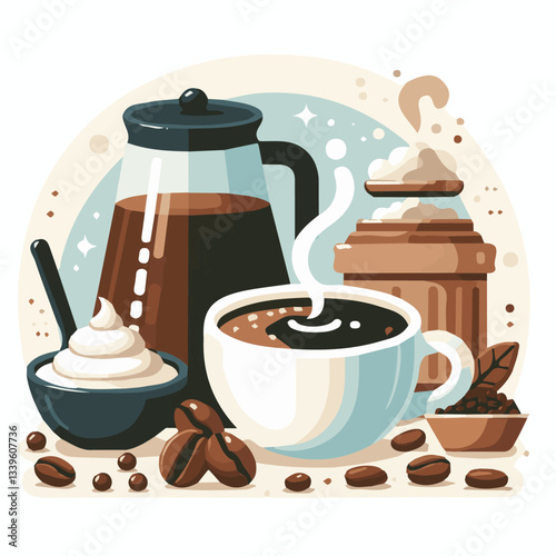 coffee, drink, beverage, cafe, cup, background, caffeine, espresso, aroma, mug, morning, food, hot, brown, closeup, breakfast, black, dark, fresh, white, mocha, cappuccino, isolated, break, design, la