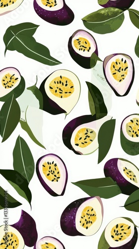 Passion Fruit Pattern Design: A Tropical Fruit Illustration