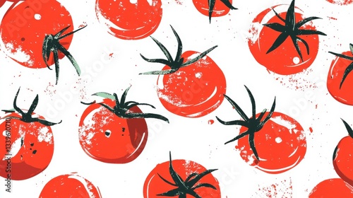 Bold Tomato Pattern Design: A Vibrant Fresh Tomato Illustration for Home Decor