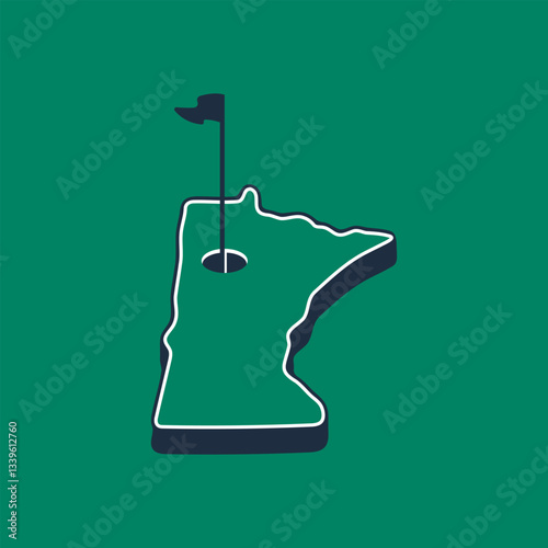 Vector logo of Minnesota State Golf Club, USA. Golf course state map