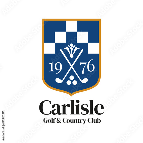Modern golf club badge icon logo vector illustration design. Golf country club with crossed stick, ball golf and Thistle emblem logo