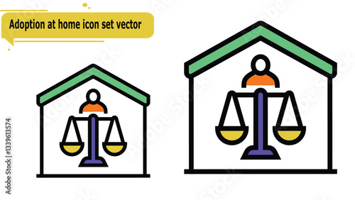 Adoption at home icon set vector