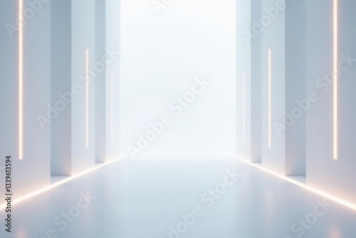 Clean, bright white futuristic backdrop with subtle glowing lines , digital, illustration, white
