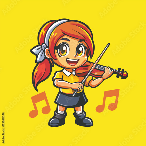 Energetic Diving Boy Mascot Character Cartoon Illustration