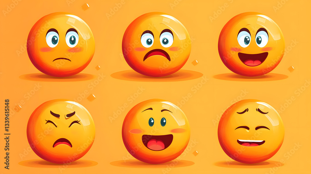 Professional Emoji Emoticons Set for Face Expression and Feelings Collection Professional Emoji Emoticons Set for Face Expression and Feelings Collection