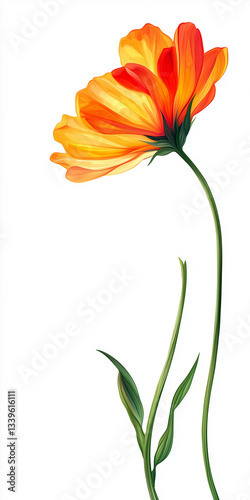 Blanket Flower with copy space, photorealistic Blanket Flower flower, isolated on white Blanket Flower