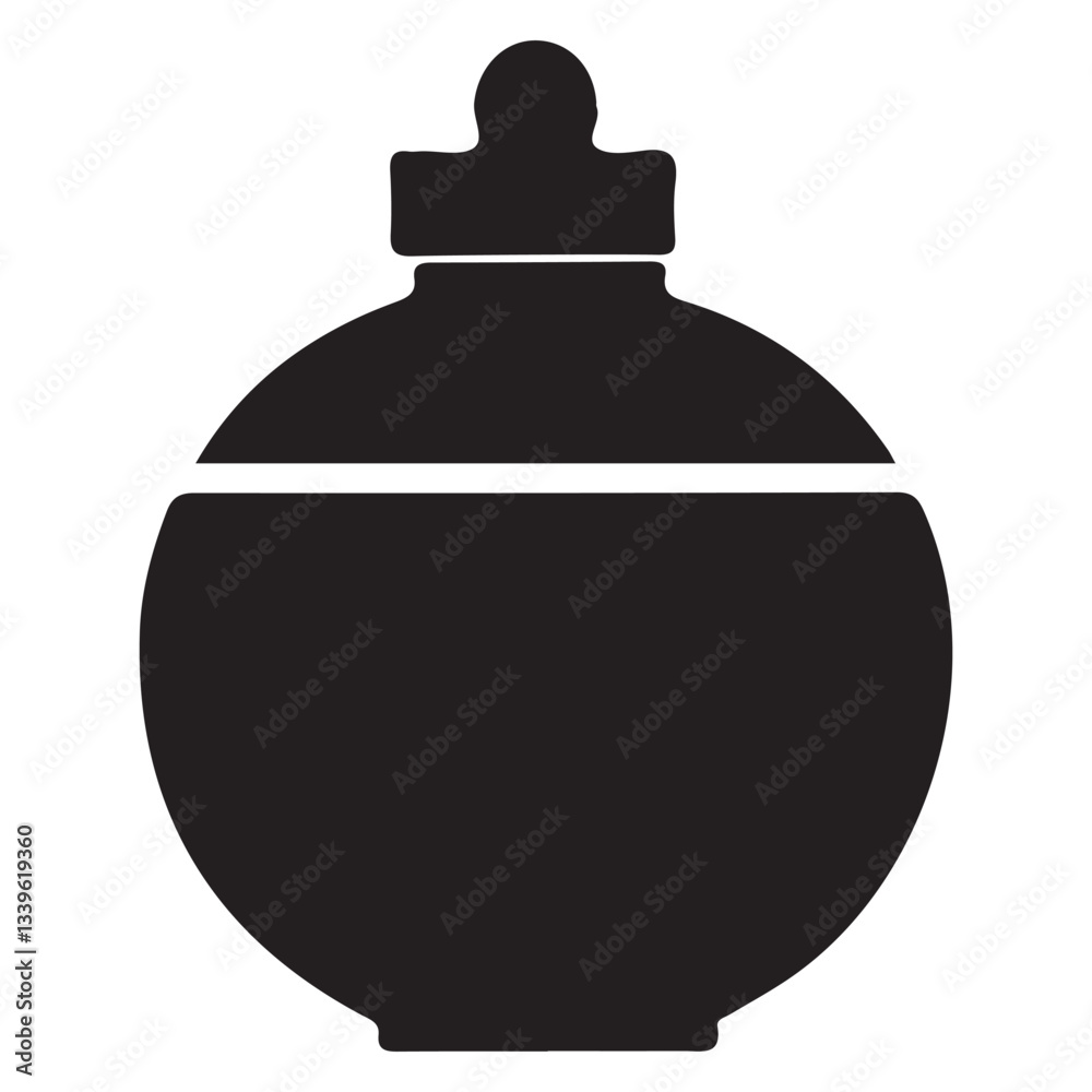 Fototapeta premium Elegant Round Bottle or Jar Vector Silhouette Illustration