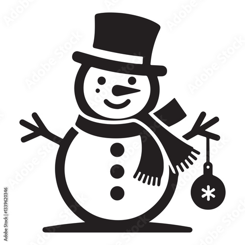 Cheerful Snowman Illustration for Holiday Decorations and Festive Winter Celebrations