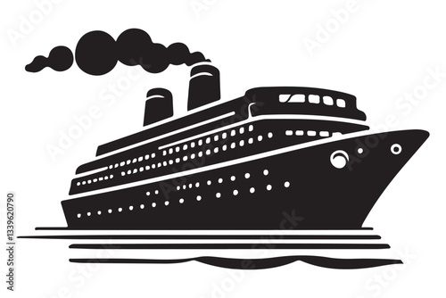 Luxury Cruise Ship Voyage Graphic Design Vector Illustration Silhouette